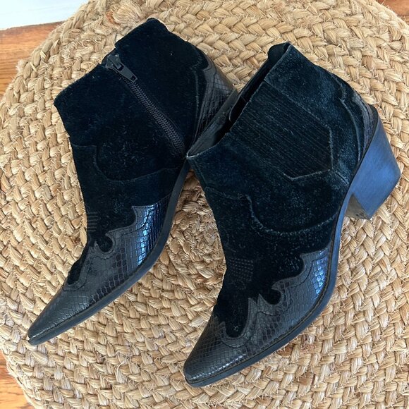 Zara Split Suede Cowboy Ankle Boots - Picture 1 of 5